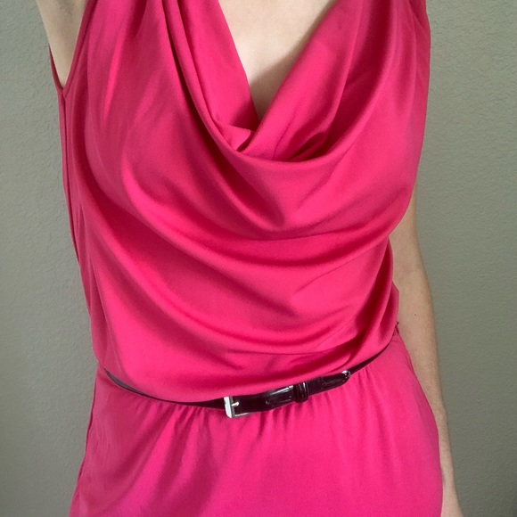 Natori Dresses & Skirts - Josie Natori Elegant Cowl Neck Knee-Length Sleeveless Dress Pink